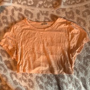 Free people super cropped baby tee- peach